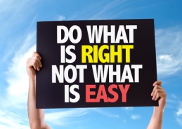 Do What Is Right Not What Is Easy card with sky background